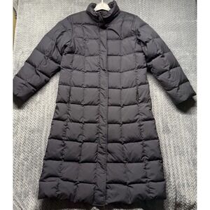Lands End Coat Women's S 6-8 Black Goose Down Insulated Puffer Long Parka